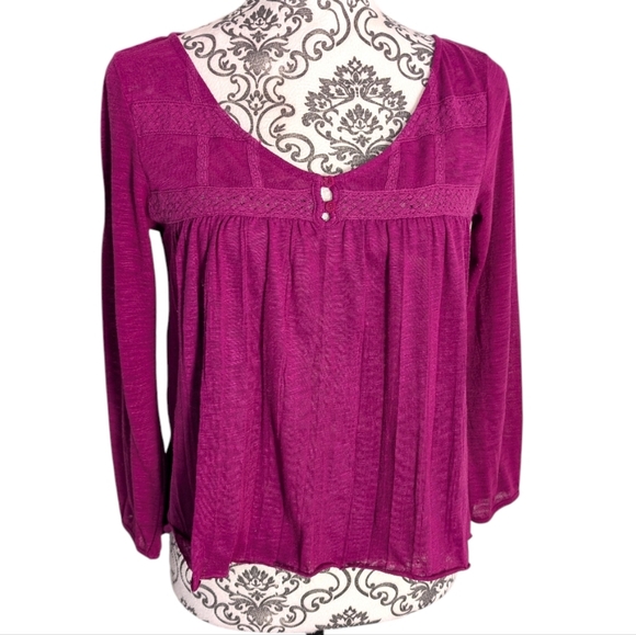 American Eagle Top Babydoll Y2K Womens S Bella Elena Layers Fairy Lace Magenta - Picture 2 of 10